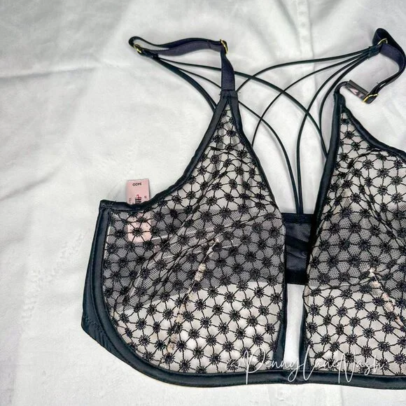 NWT Victoria's Secret LUXE Starburst Unlined Plunge Bra Black - Picture 3 of 9